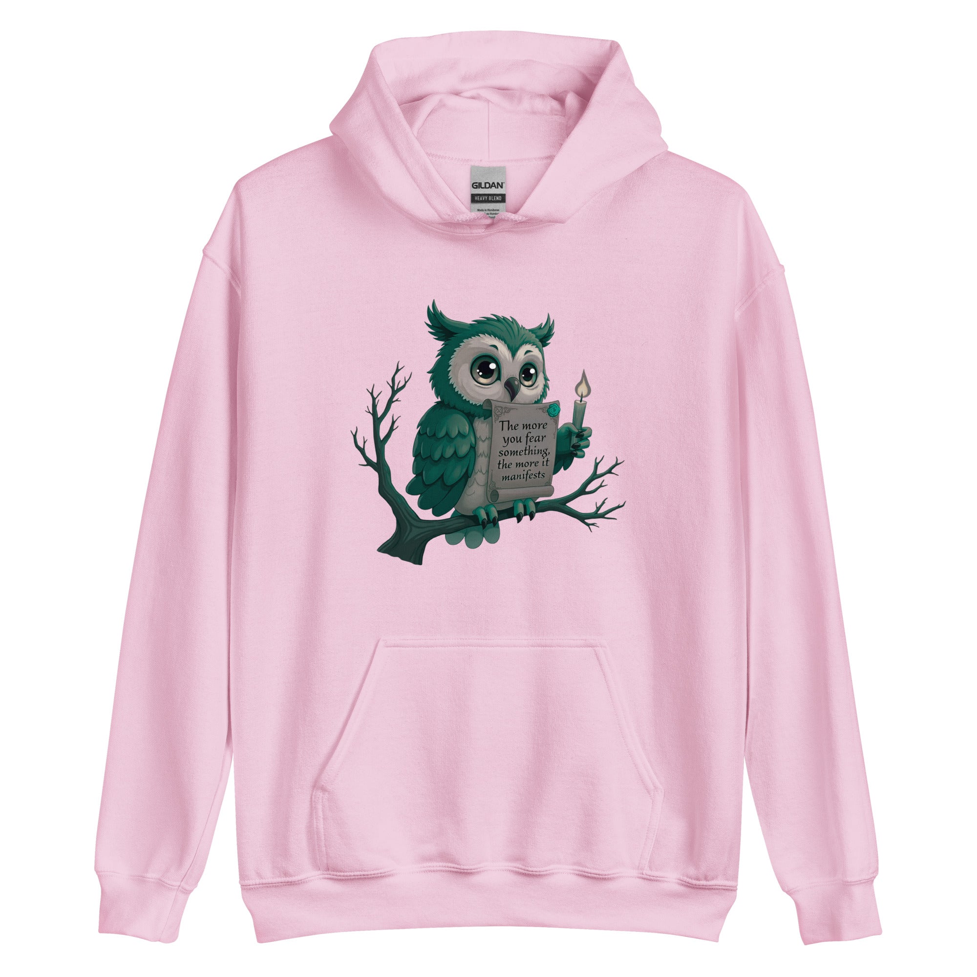 Pink grey version of the inspiring hoodie outdoors.