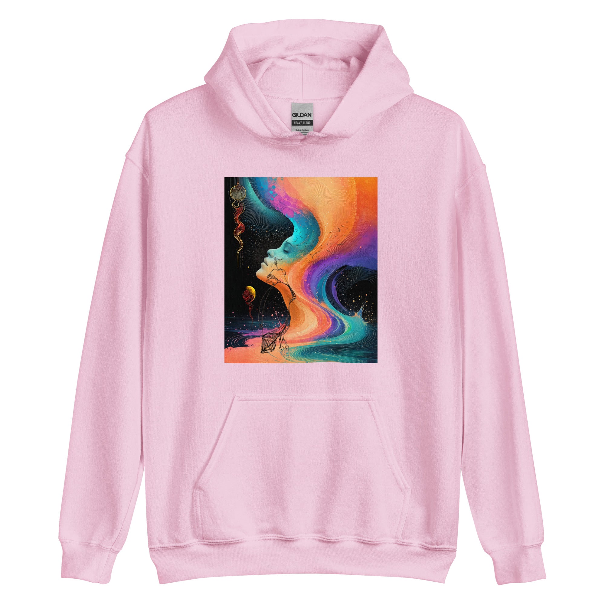 Streetwear style hoodie with vibrant artistic print symbolising creativity and artistic freedom