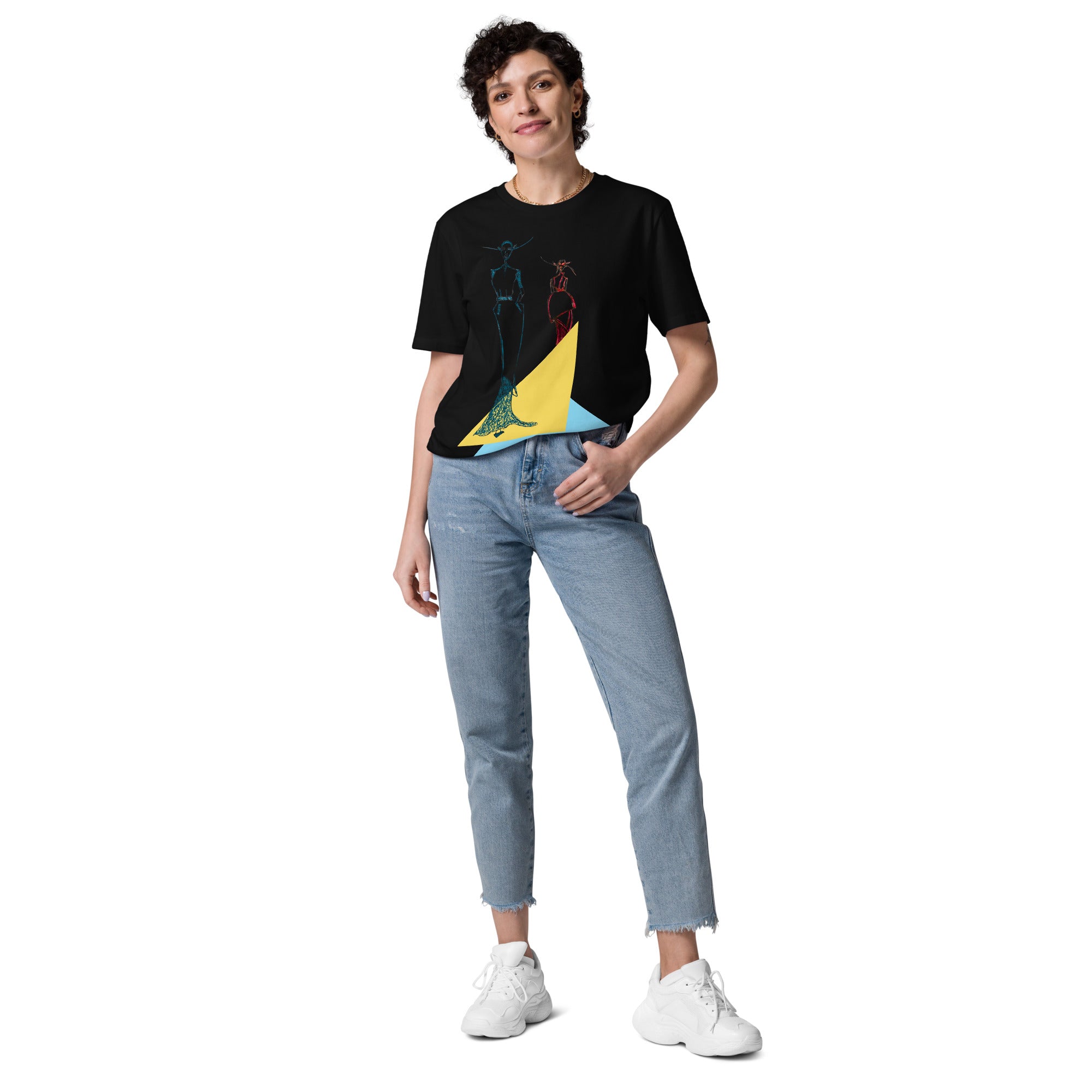 geometric fashion figure t-shirt artistic line drawing