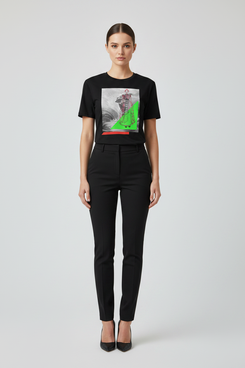 Crimson Patterned Muse Graphic T-shirt