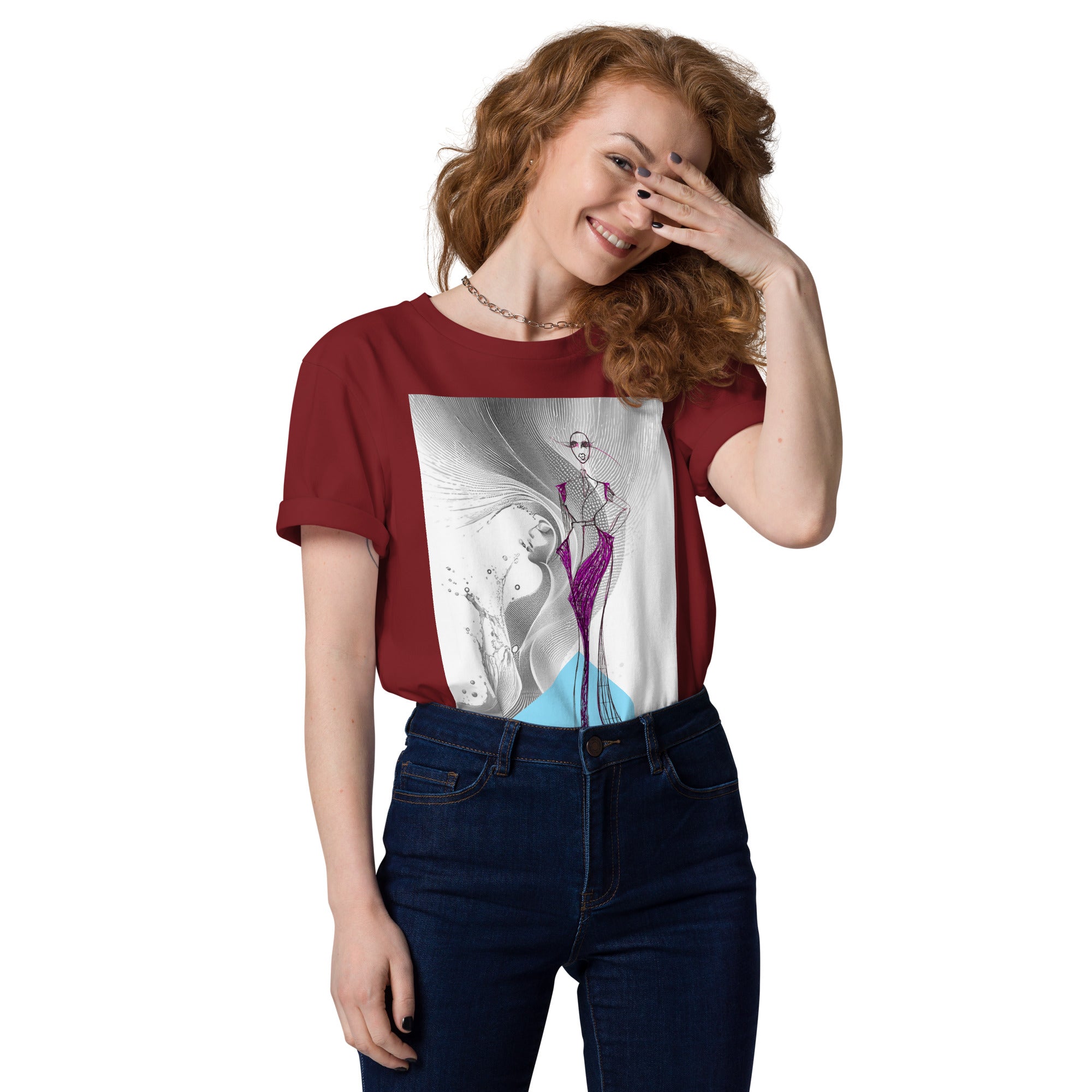 stylish abstract tee bold magenta illustration