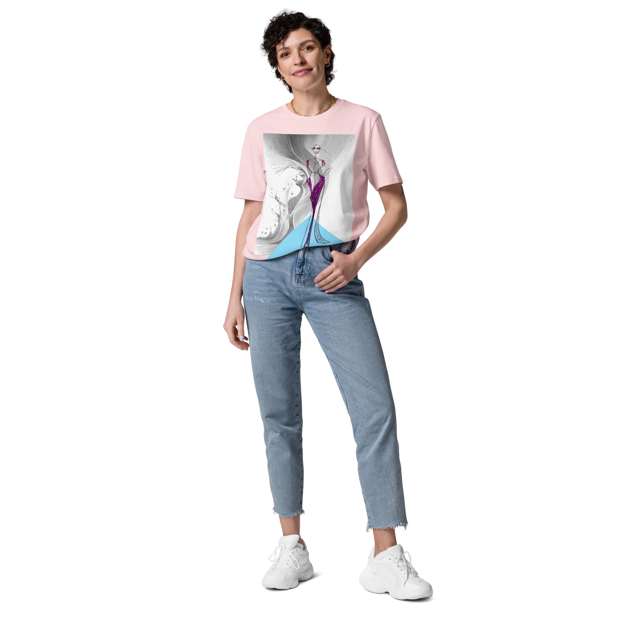 expressive fashion t-shirt abstract magenta artwork
