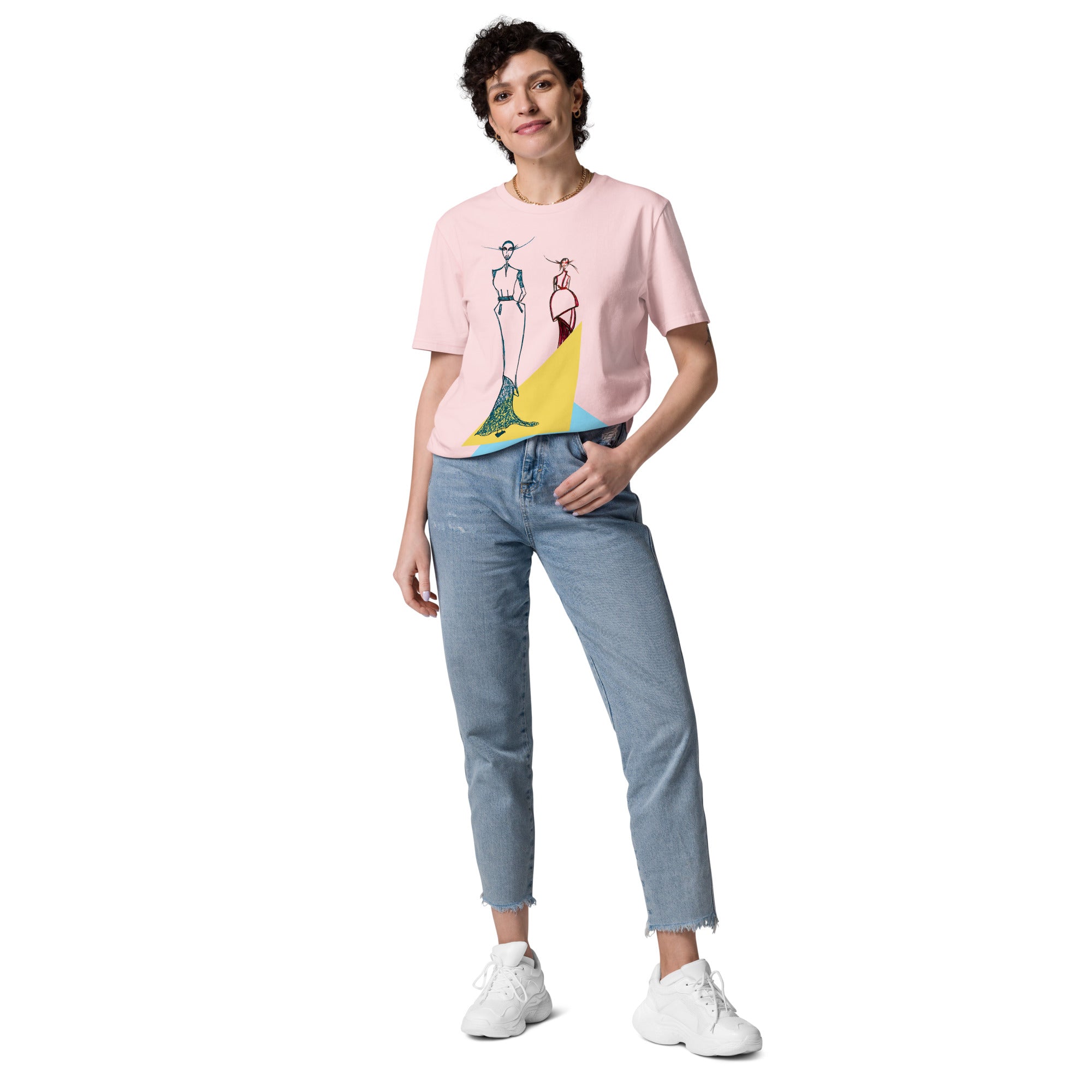 fashion forward t-shirt geometric line drawing