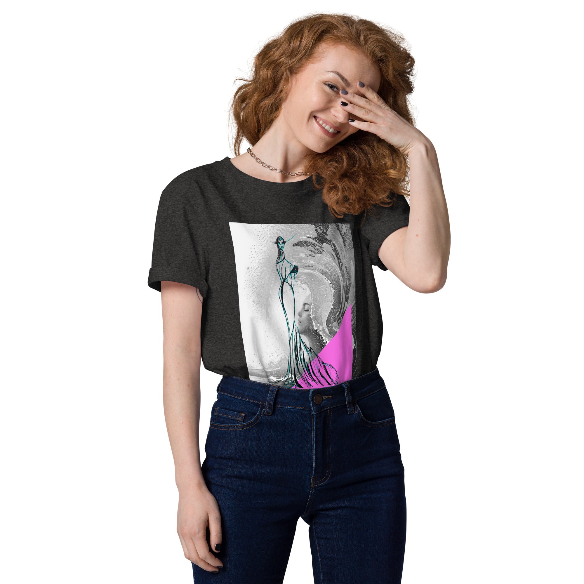 Neutral aesthetic abstract wave t-shirt