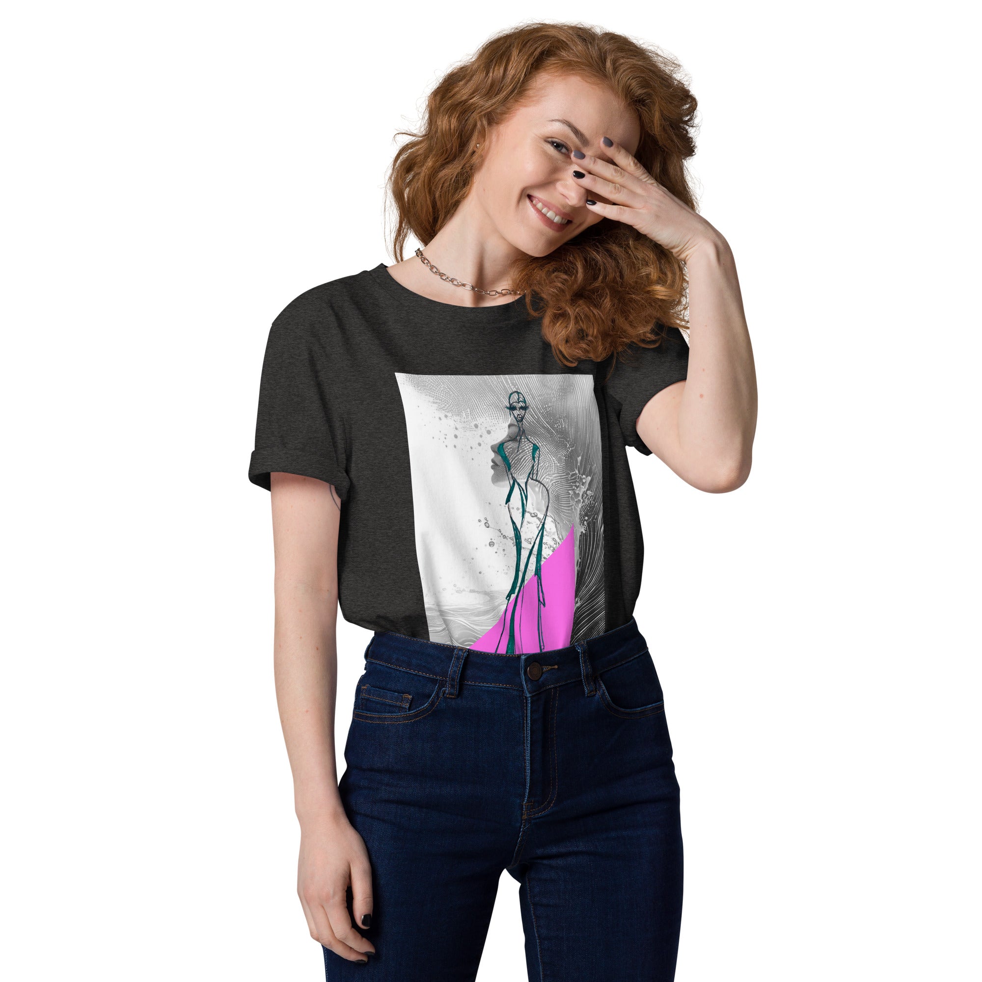 abstract art graphic t-shirt neutral tones gold design