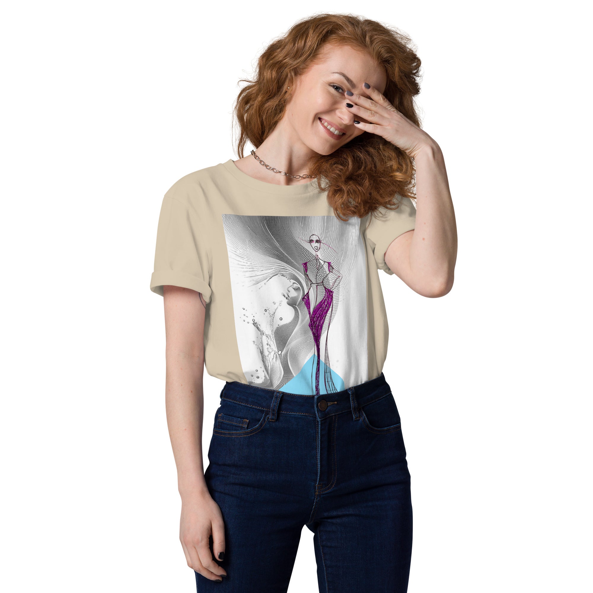 modern art inspired t-shirt magenta abstract form