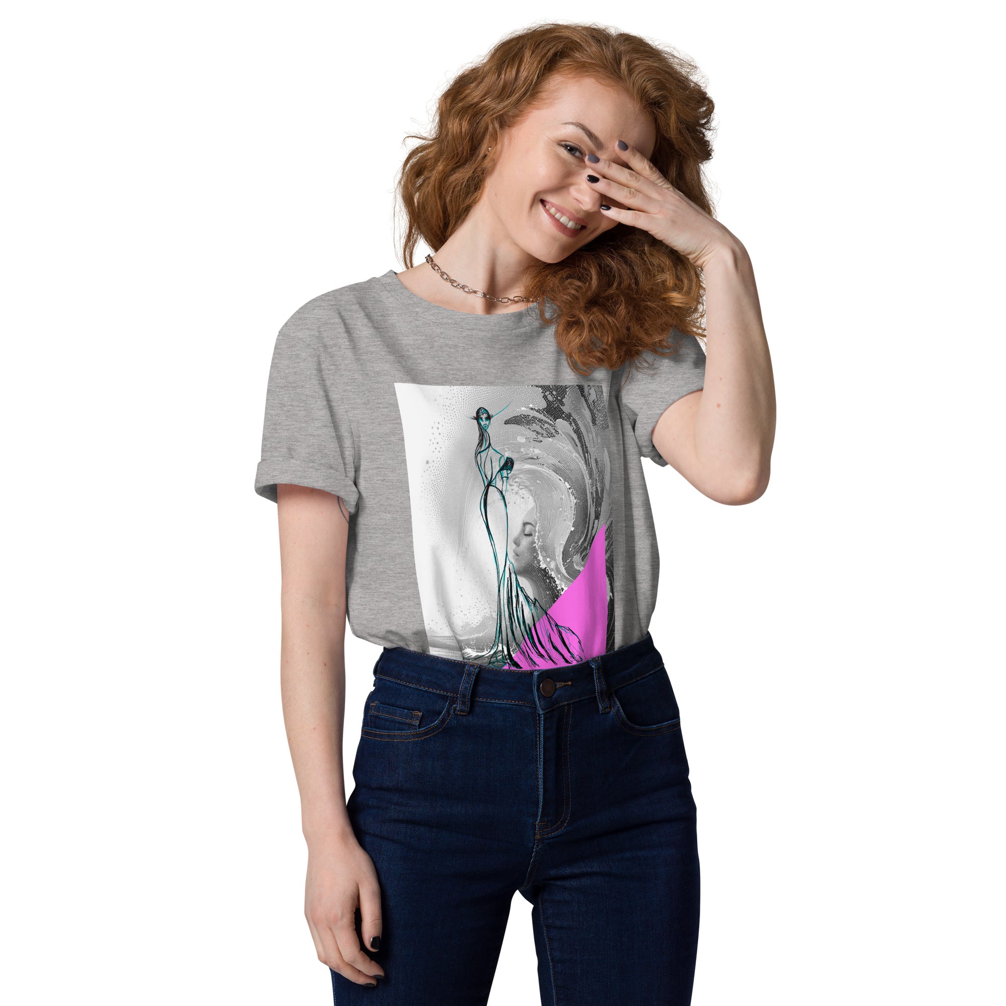 Soft fabric wave design tee close-up