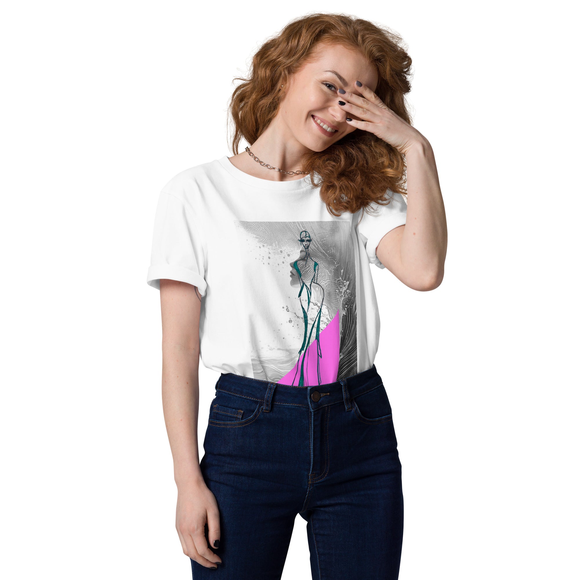 contemporary art inspired t-shirt elegant gold lines