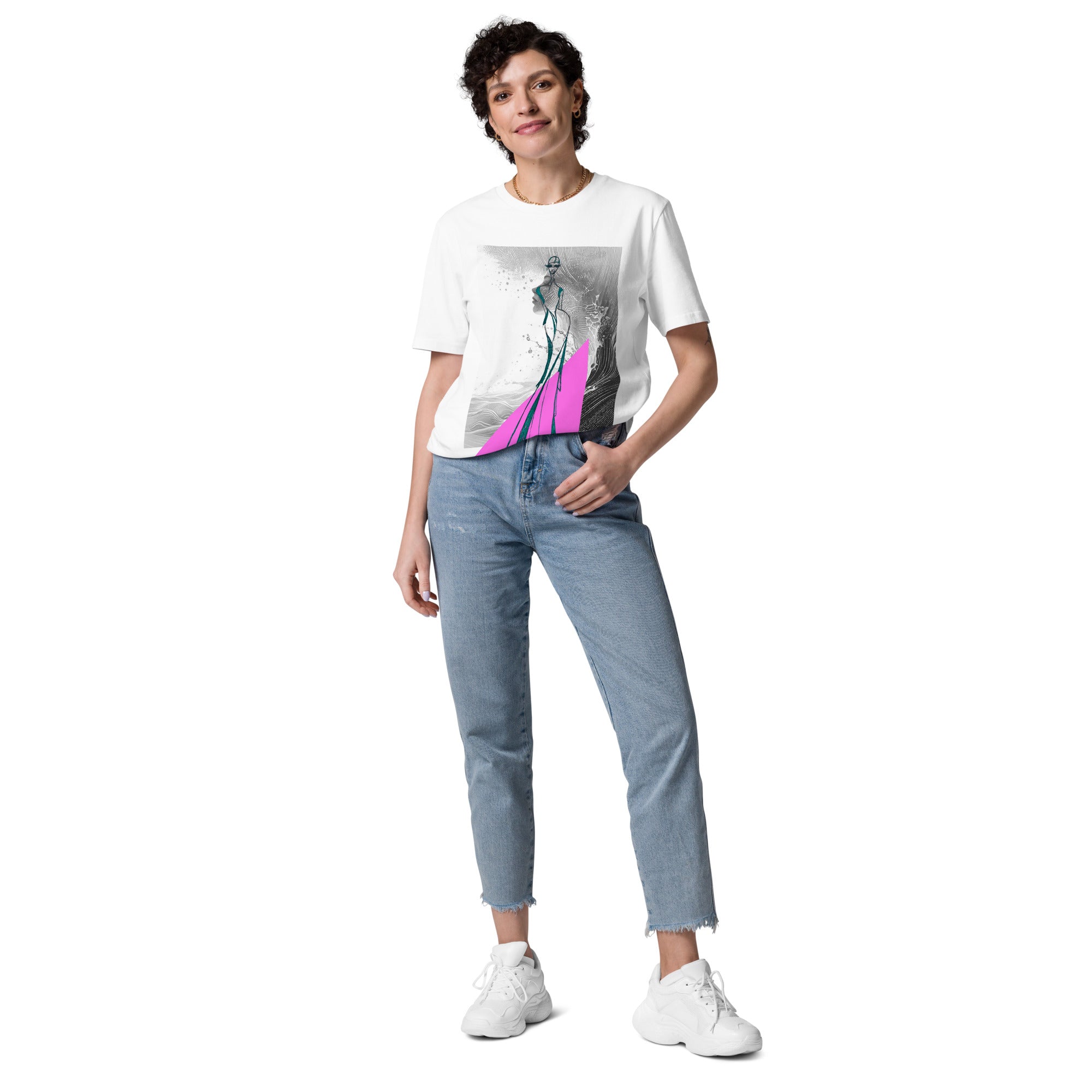 fashion forward minimalist tee abstract gold artwork