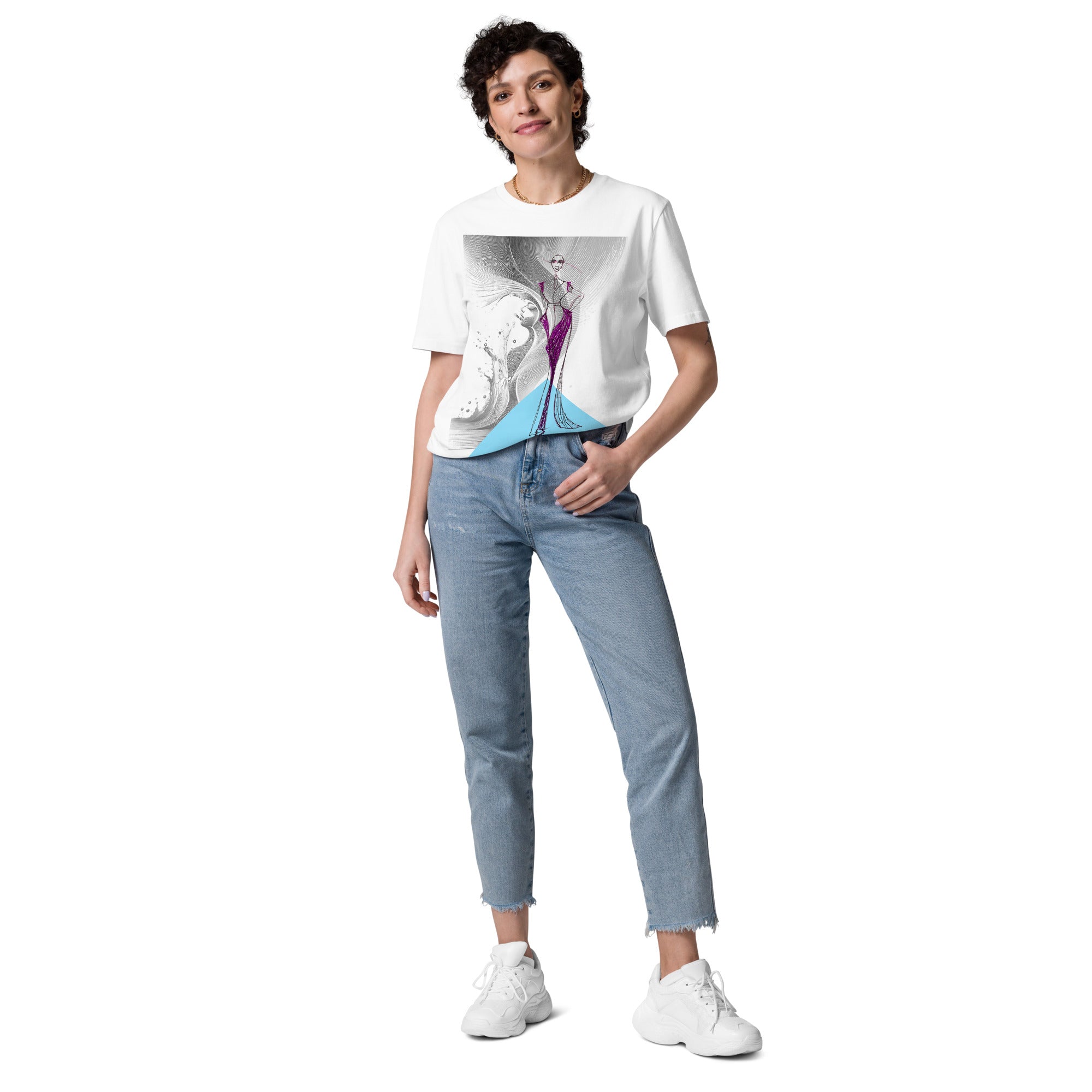 creative streetwear tee bold magenta line art