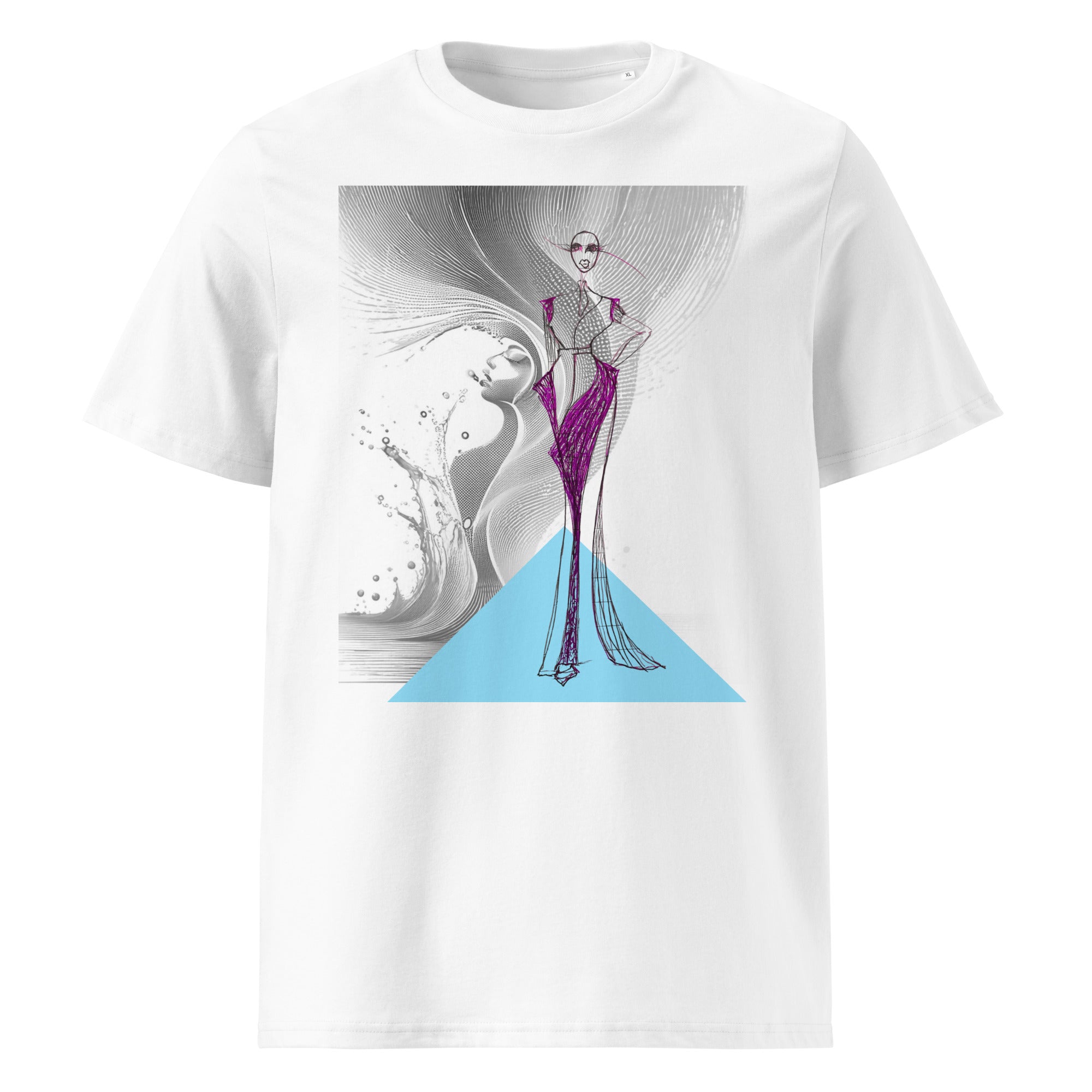 artistic t-shirt with magenta abstract human figure