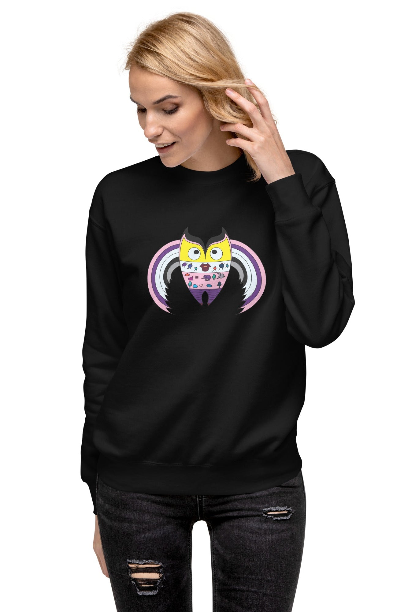 Owl sweatshirt black front