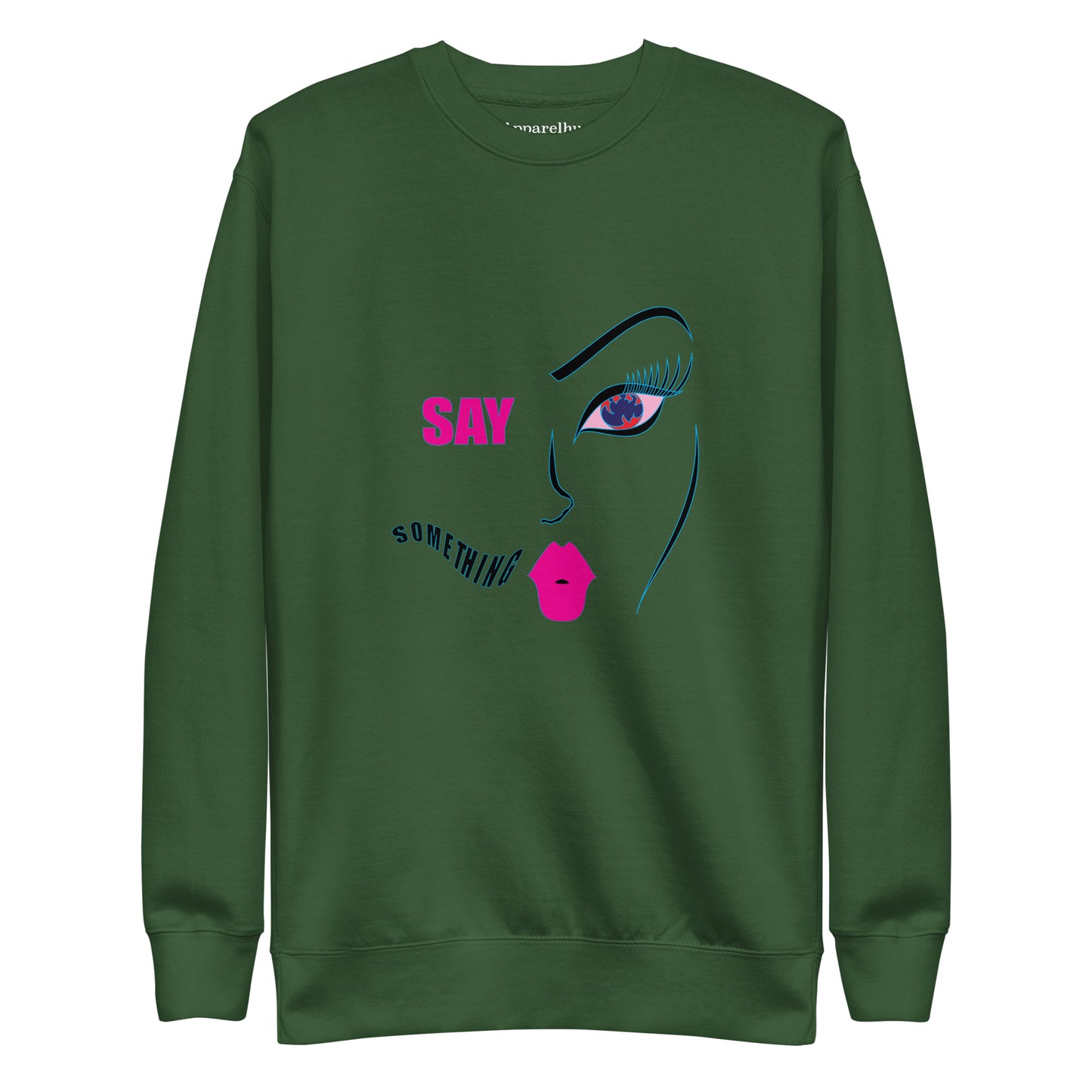Say Something, Trendy Graphic Sweatshirt, Cozy Artistic Soft Sweatshirt, Face Inspired Design, Fashionable Sweater