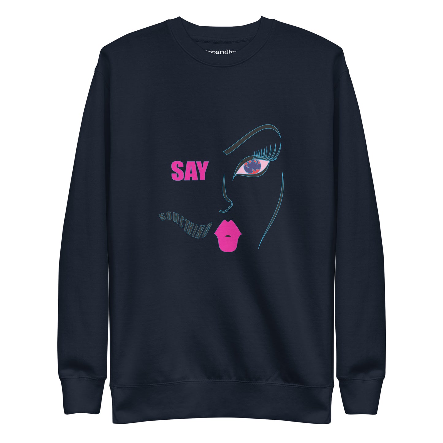 Say Something, Trendy Graphic Sweatshirt, Cozy Artistic Soft Sweatshirt, Face Inspired Design, Fashionable Sweater