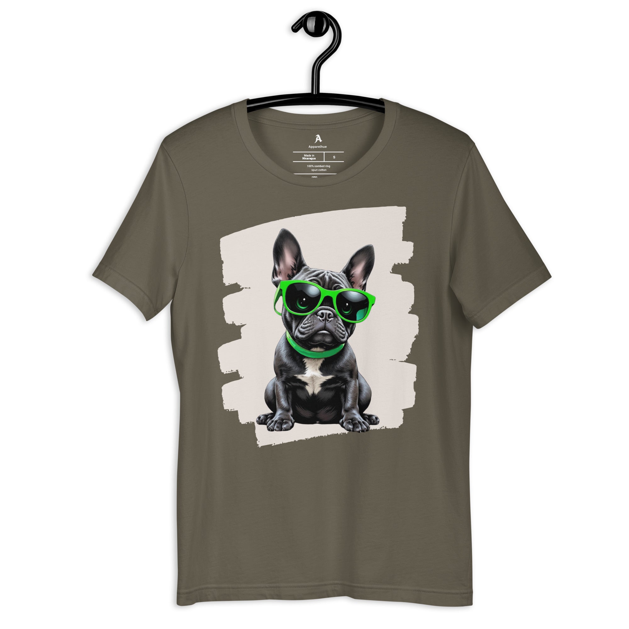 Artistic French Bulldog illustration in a modern streetwear aesthetic.