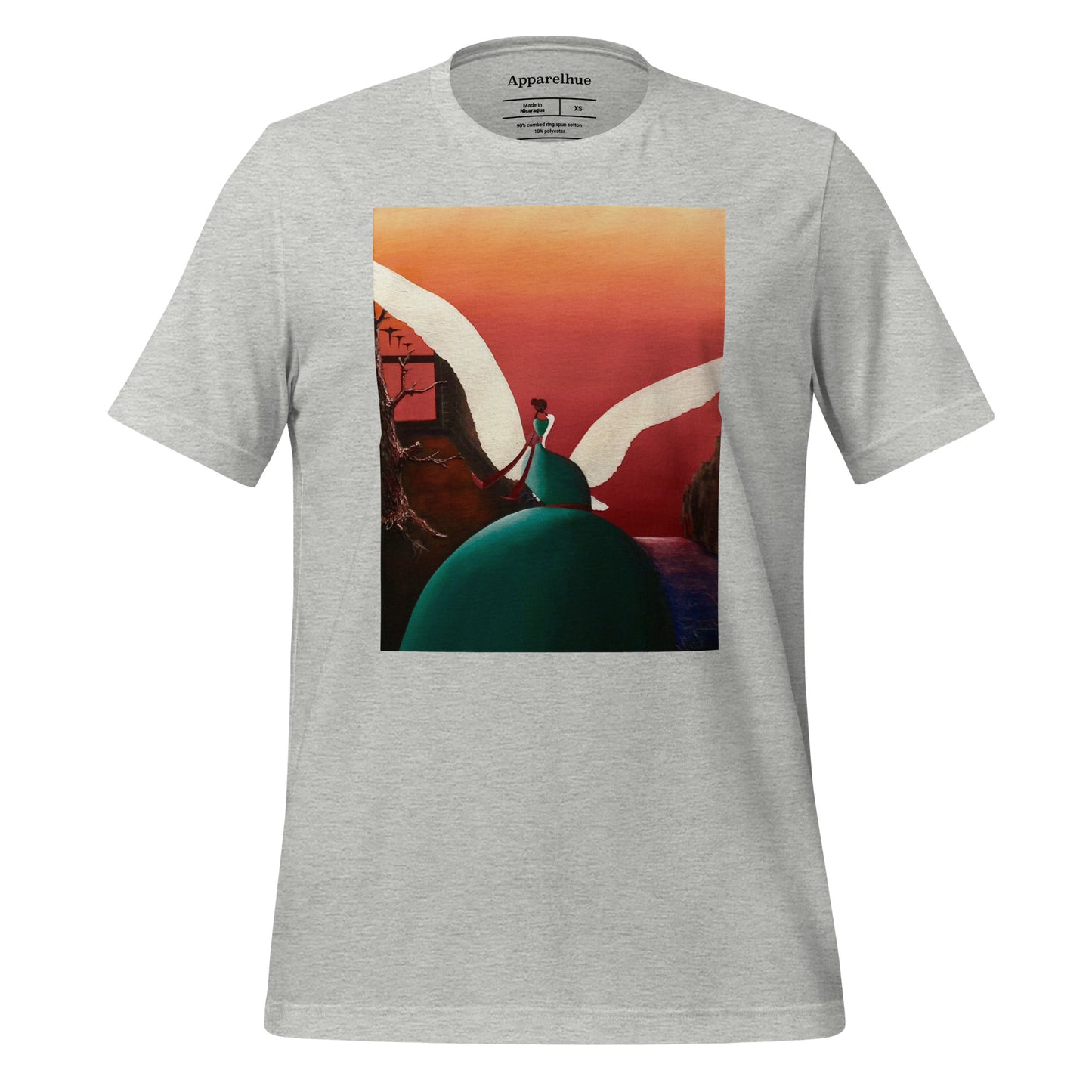 A versatile designer t-shirt showing the full graphic, capturing its ethereal and thought-provoking mood.