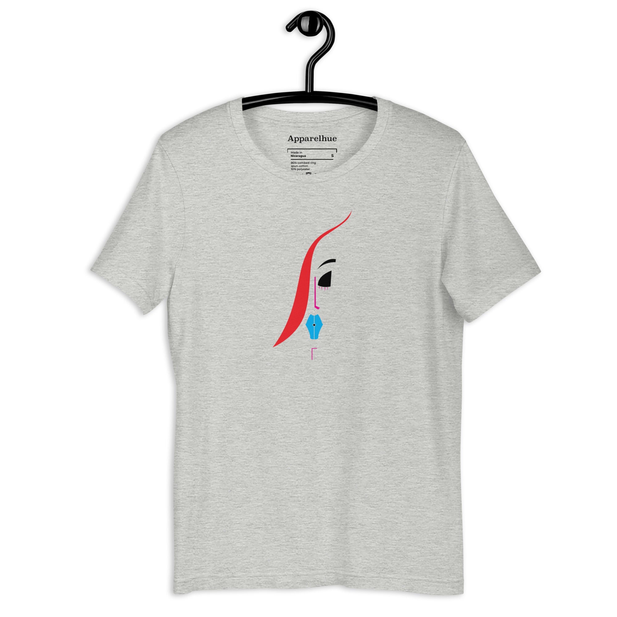 Beautiful Face Print T-Shirt Flat Lay on White Background