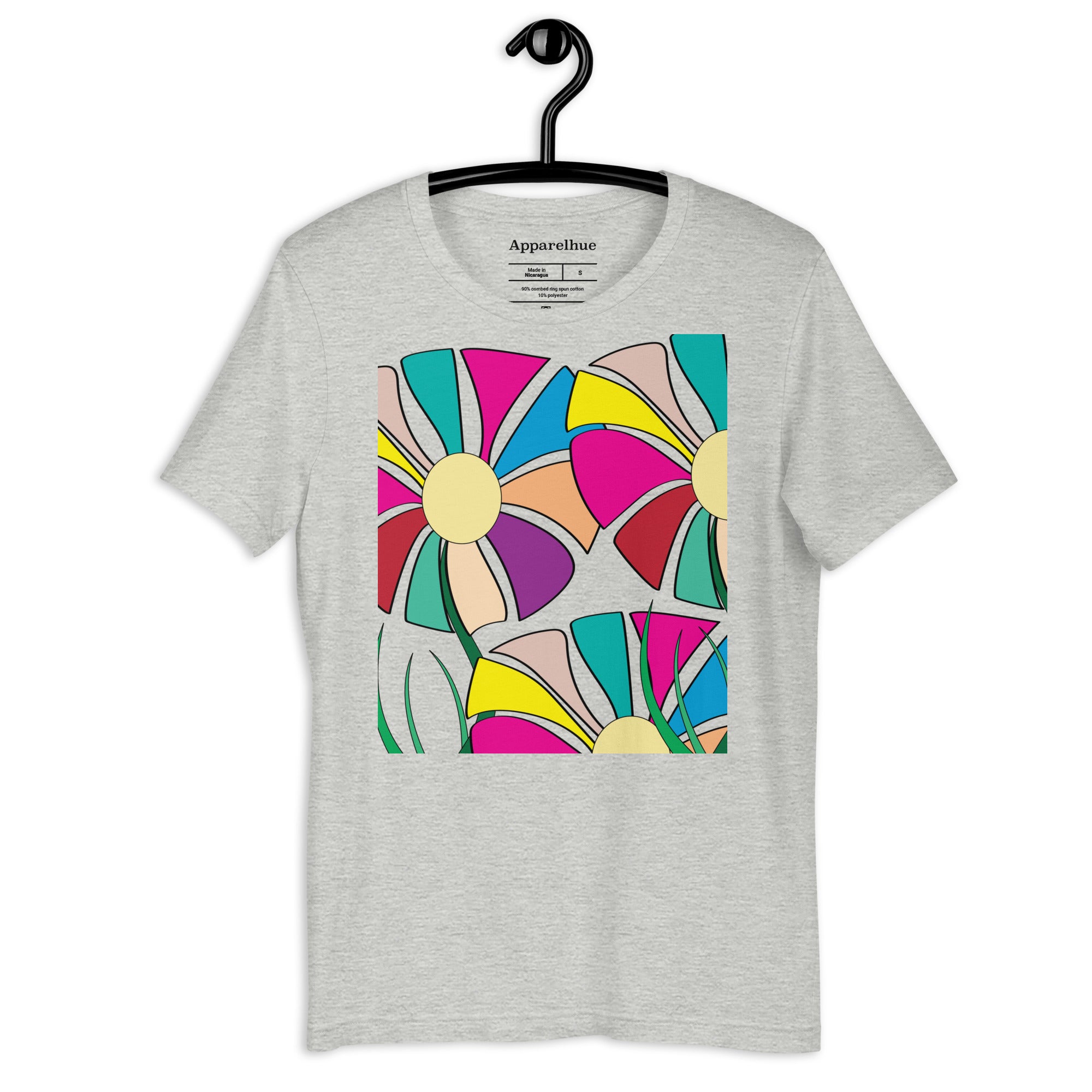 Creative floral graphic tee worn with shorts summer style