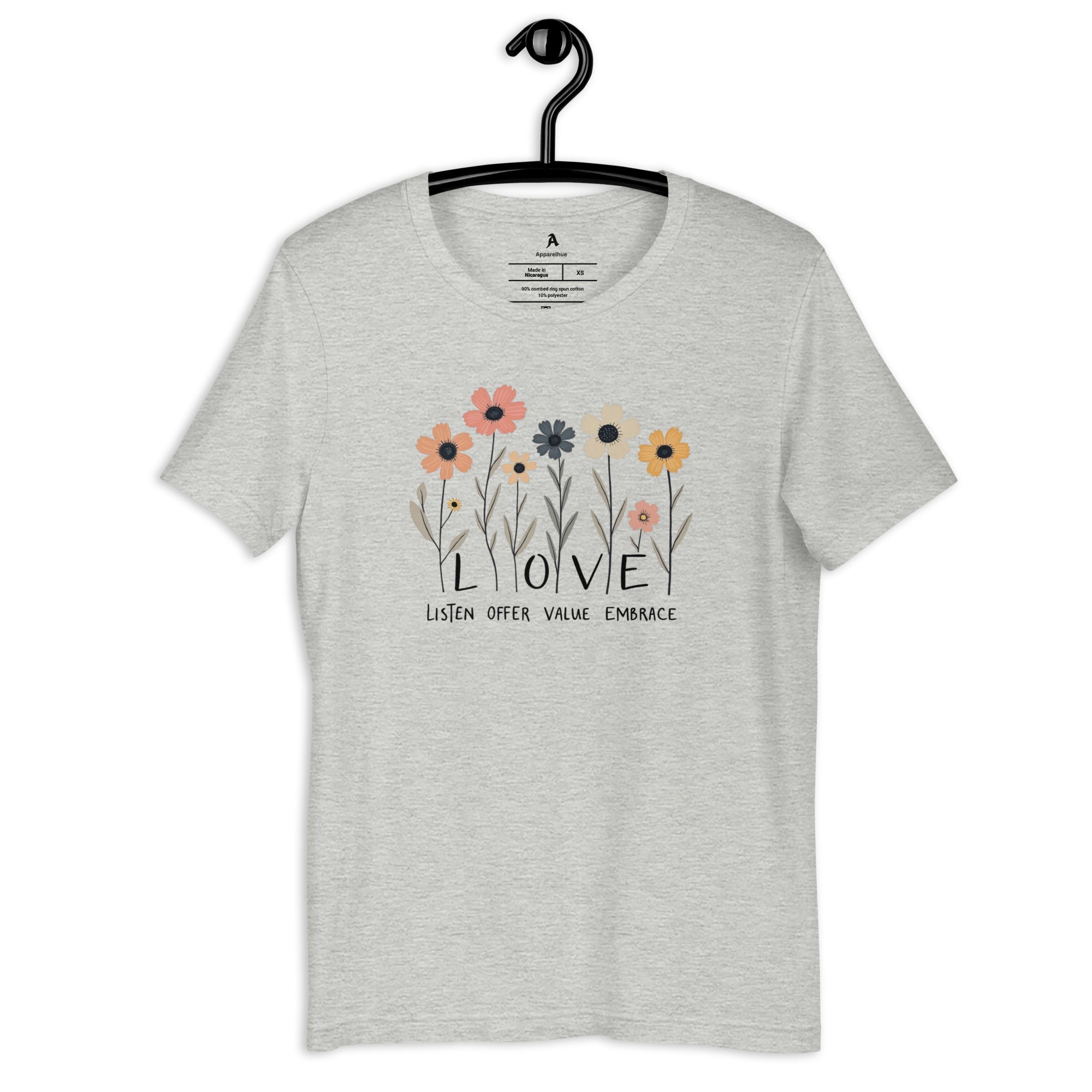 love themed floral art t shirt everyday wear