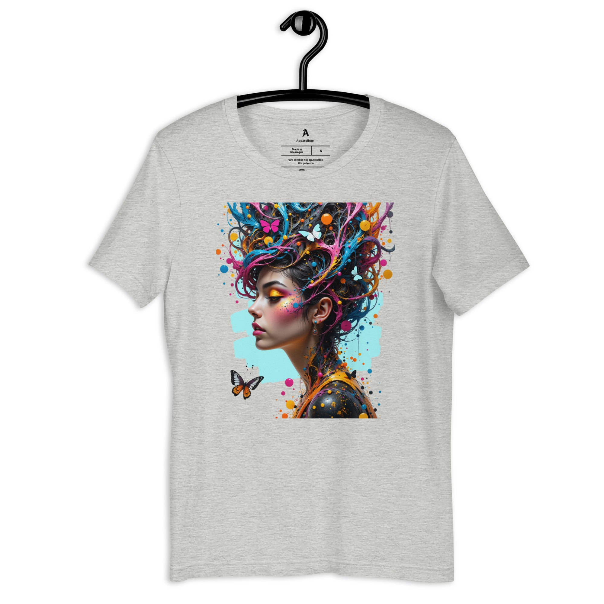 Front view of premium weight t-shirt with flat-lay styling.