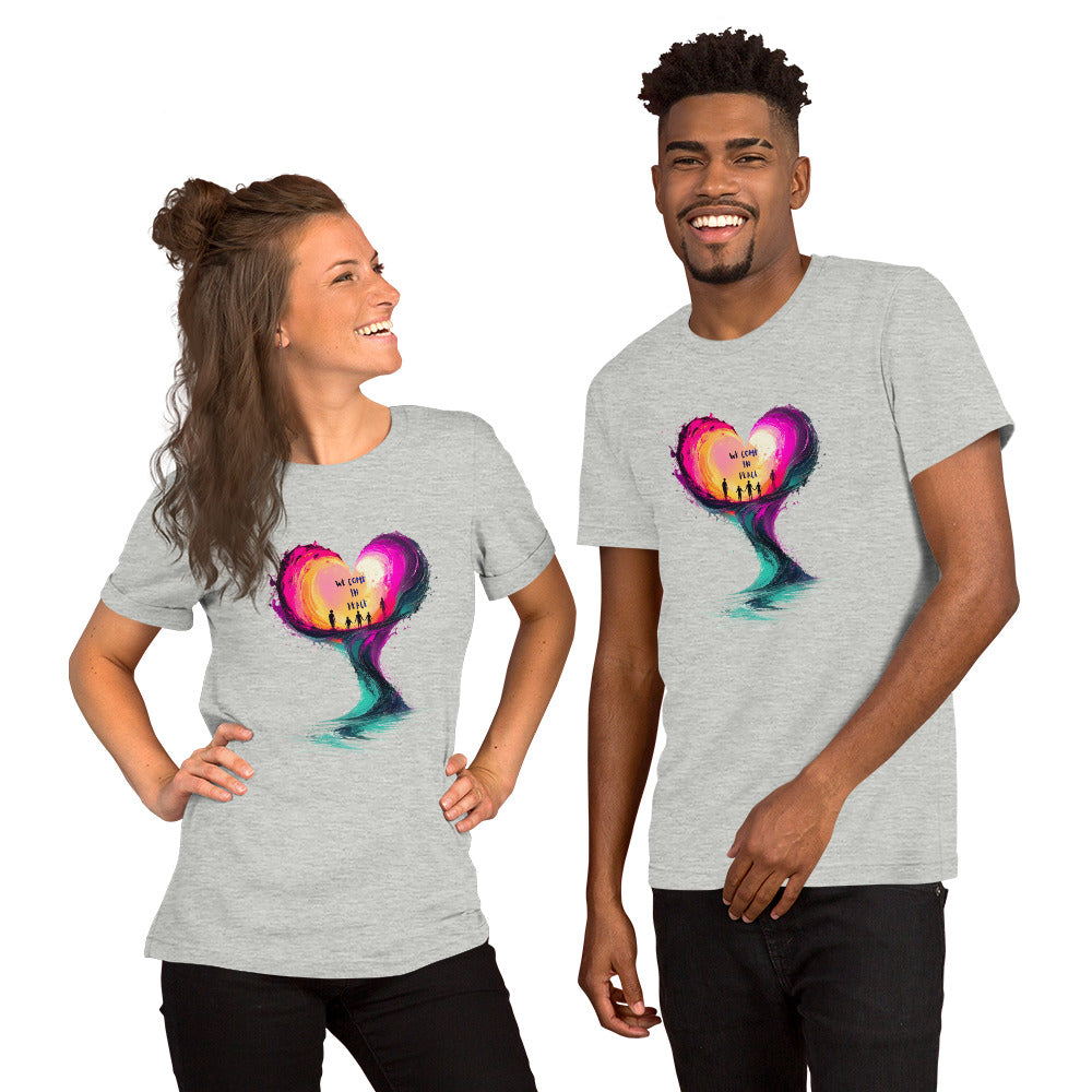 Colourful heart unity graphic tee artistic fashion