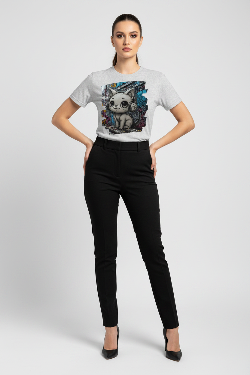 Street Cat with Headphones T-Shirt