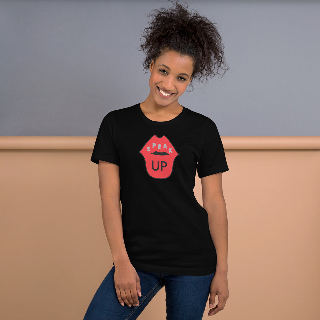 vintage-style 'Speak Up' print t-shirt, perfect for streetwear or comfort
