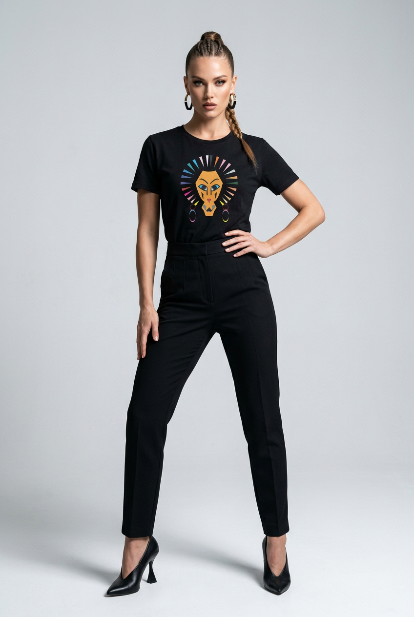 Artistic Lion Graphic T-Shirt
