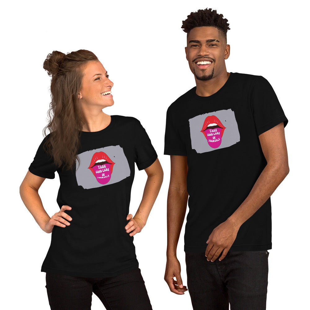 Self Care Message Graphic Shirt Close Up Design