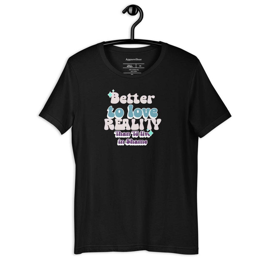 Minimalist quote t-shirt featuring bold white typography on a premium cotton base.