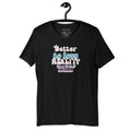 Minimalist quote t-shirt featuring bold white typography on a premium cotton base.