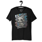 artistic cat headphones t-shirt black