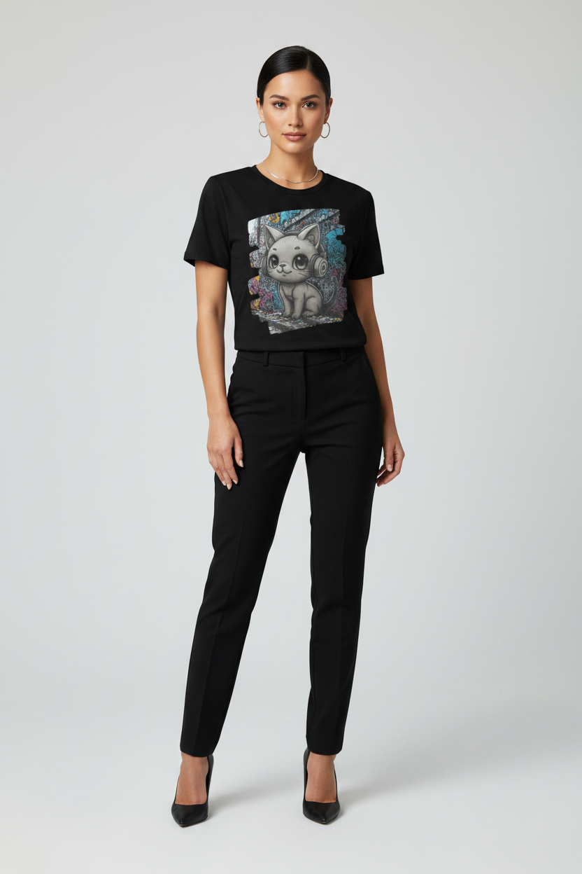 Street Cat with Headphones T-Shirt