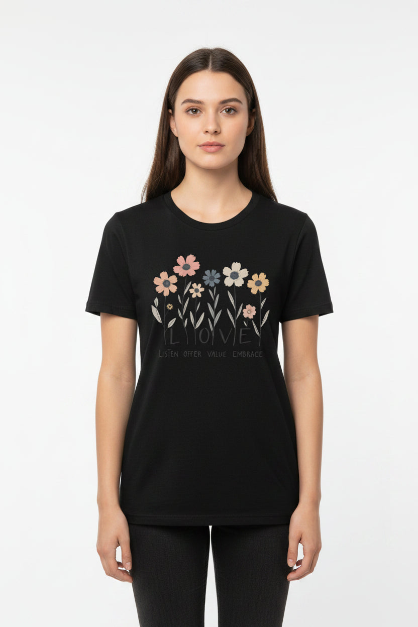 love flower illustration t shirt artistic design
