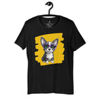  Corgi wearing purple spectacles graphic on a white tee.