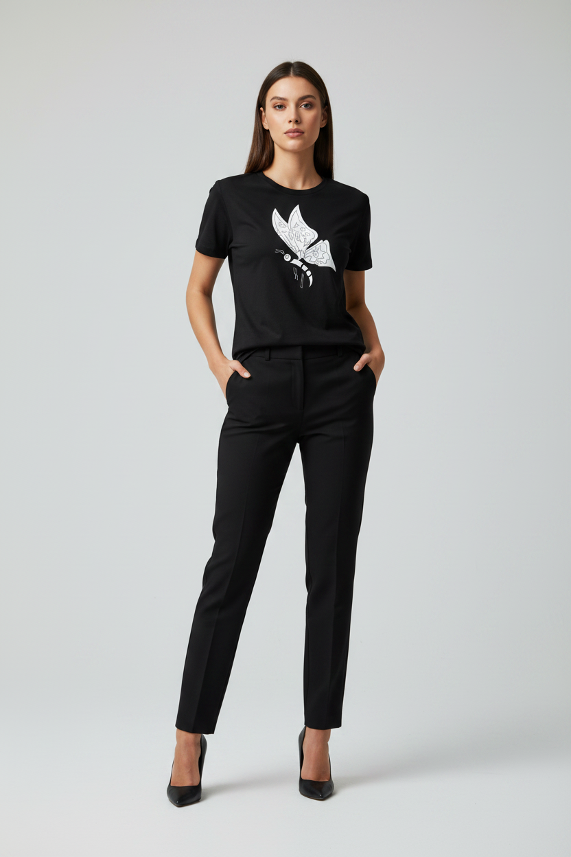 Abstract Butterfly Print Cotton Tee