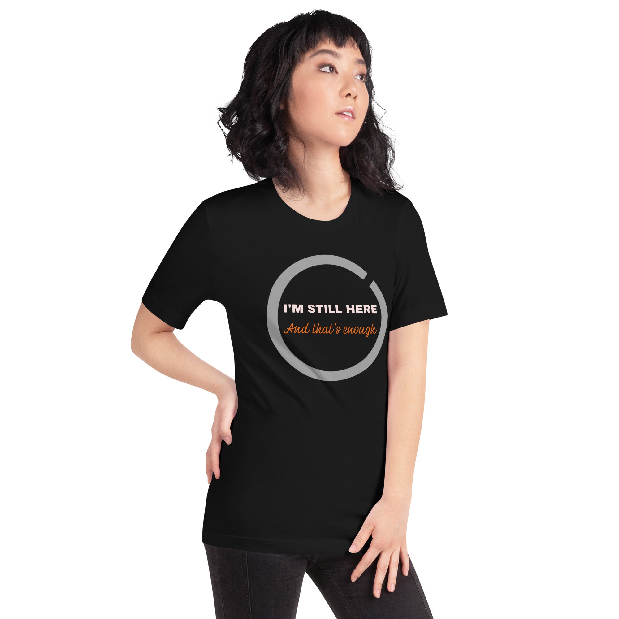 minimalist affirmation t shirt design close up