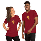 unisex lion graphic tee styled with denim jacket