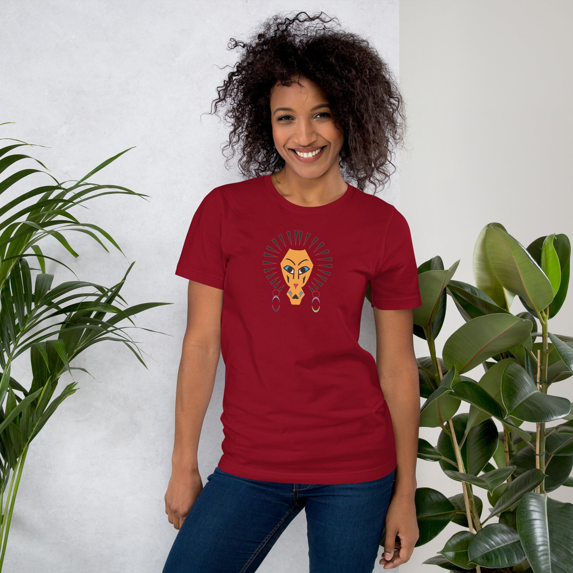 abstract lion head art t shirt on white background