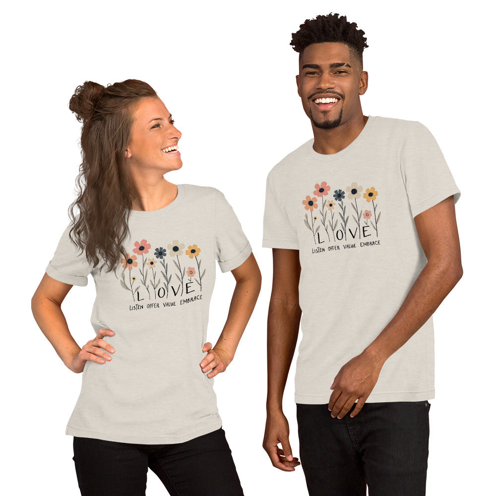 botanical love floral graphic t shirt unisex cotton tee