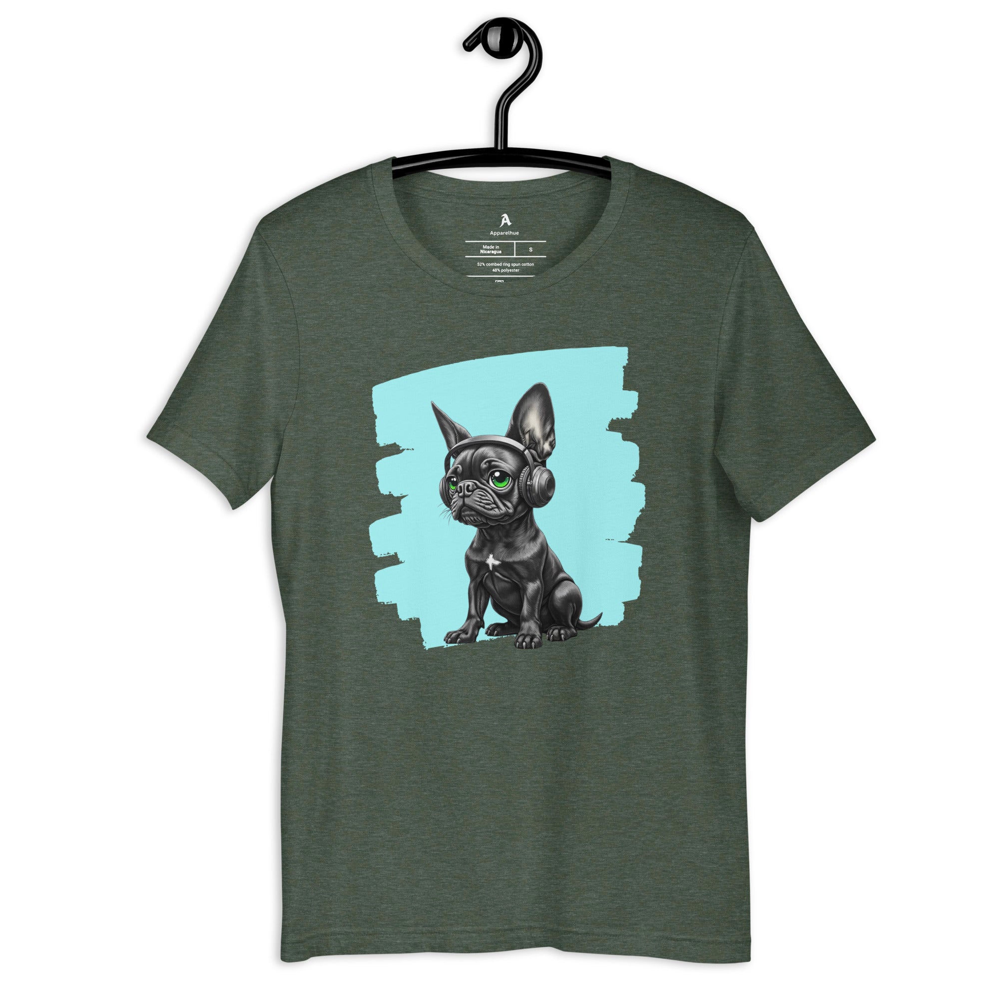 Apparelhue brand dog graphic tee for French Bulldog enthusiasts.