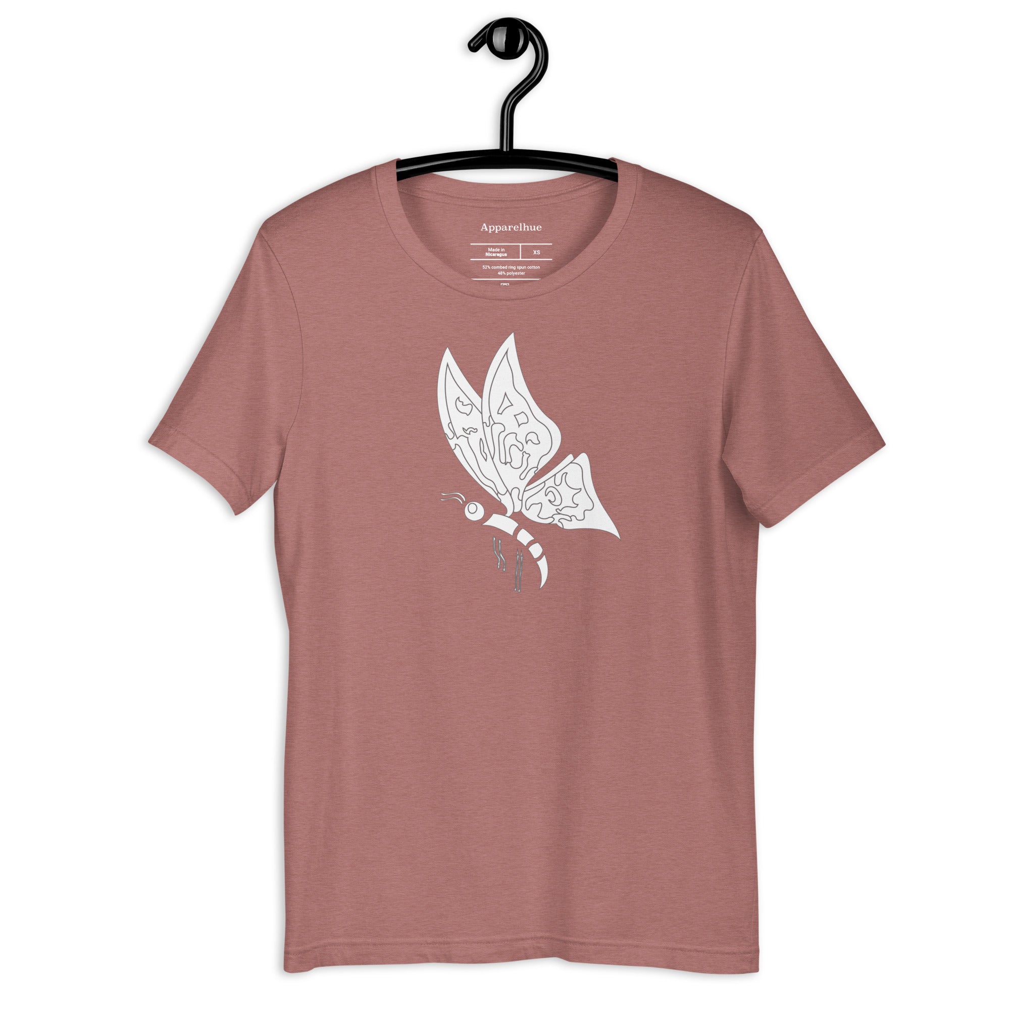 Comparison shot showing the butterfly tee in different available colours.