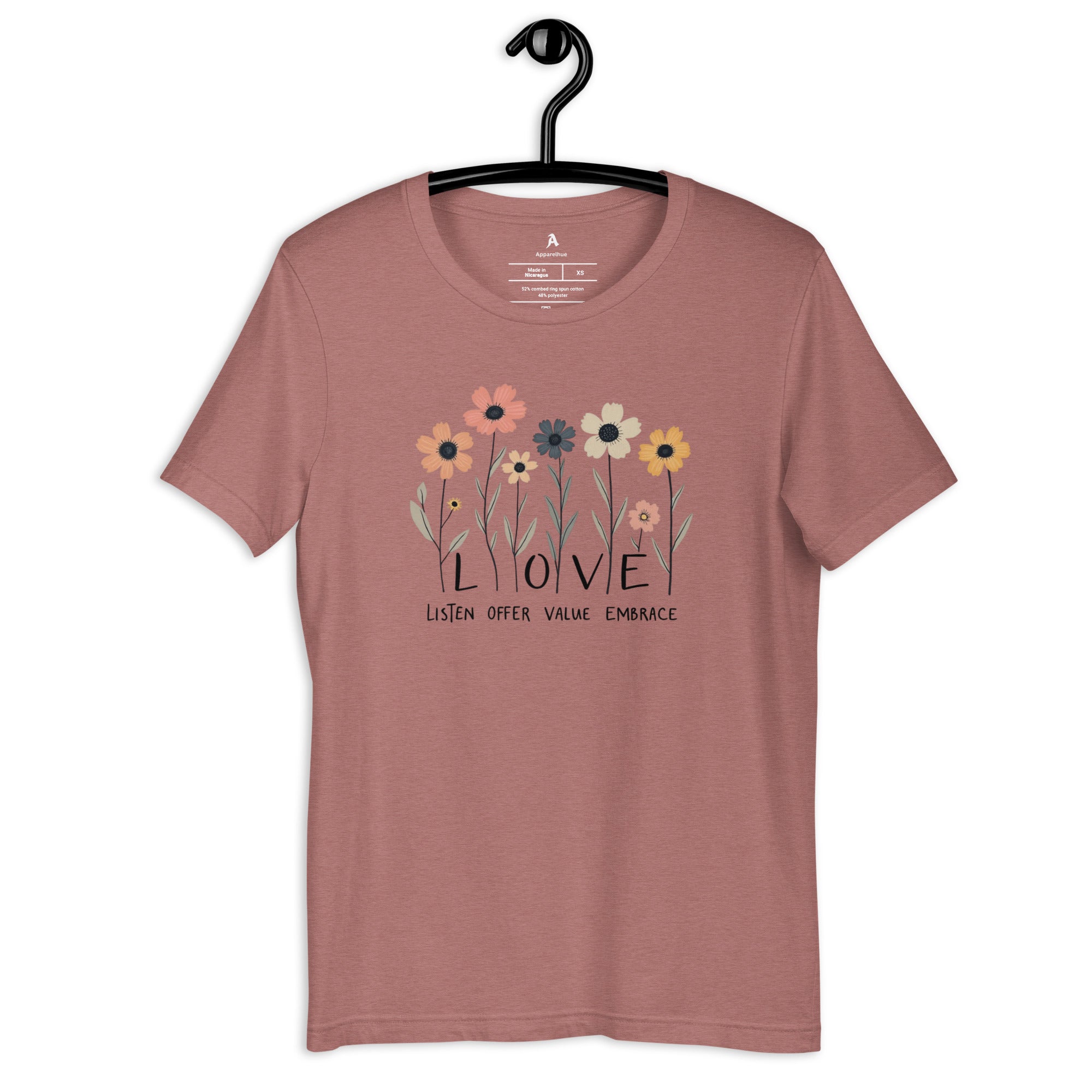 floral typography love t shirt aesthetic art