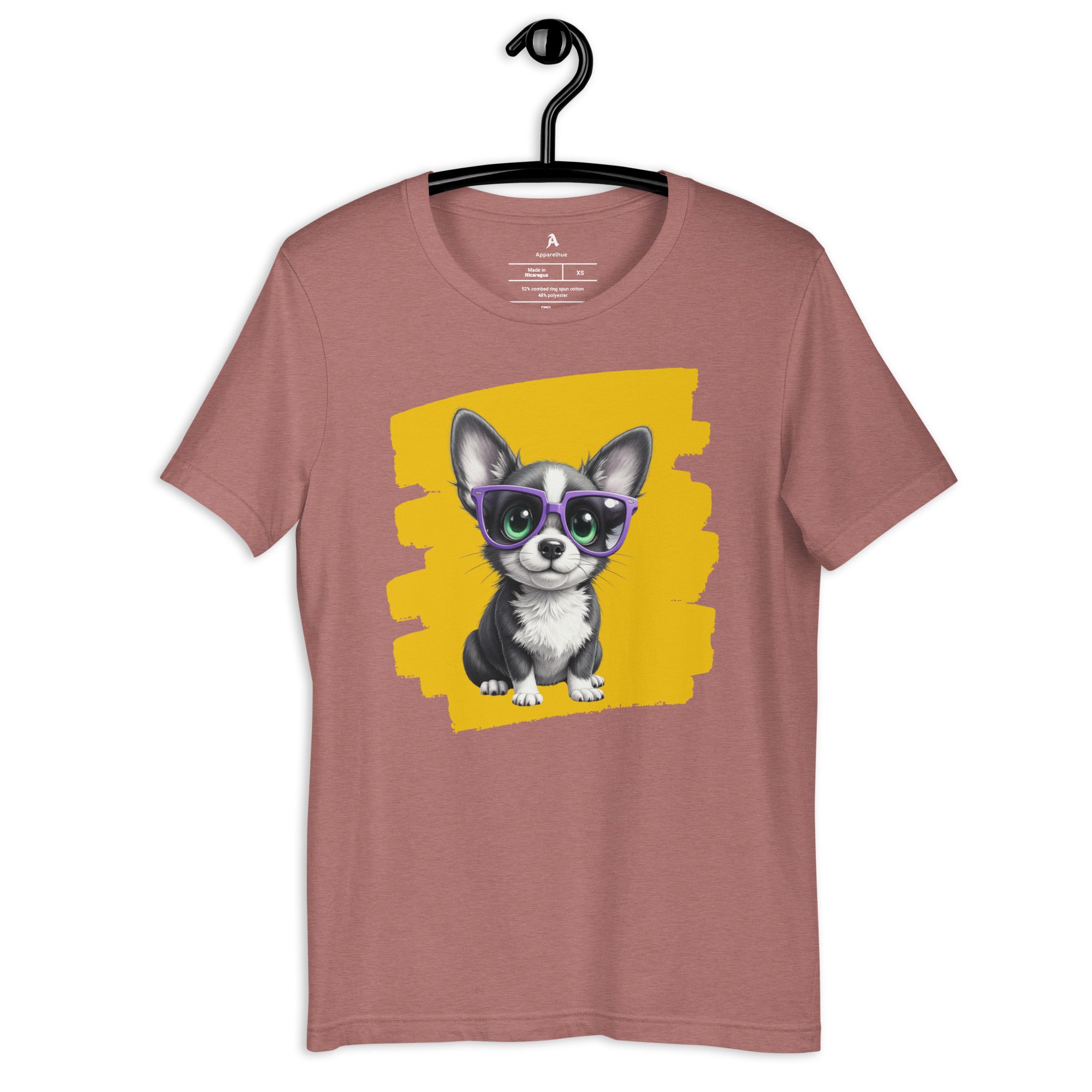 Front view of a unisex Corgi pop art t-shirt in white.