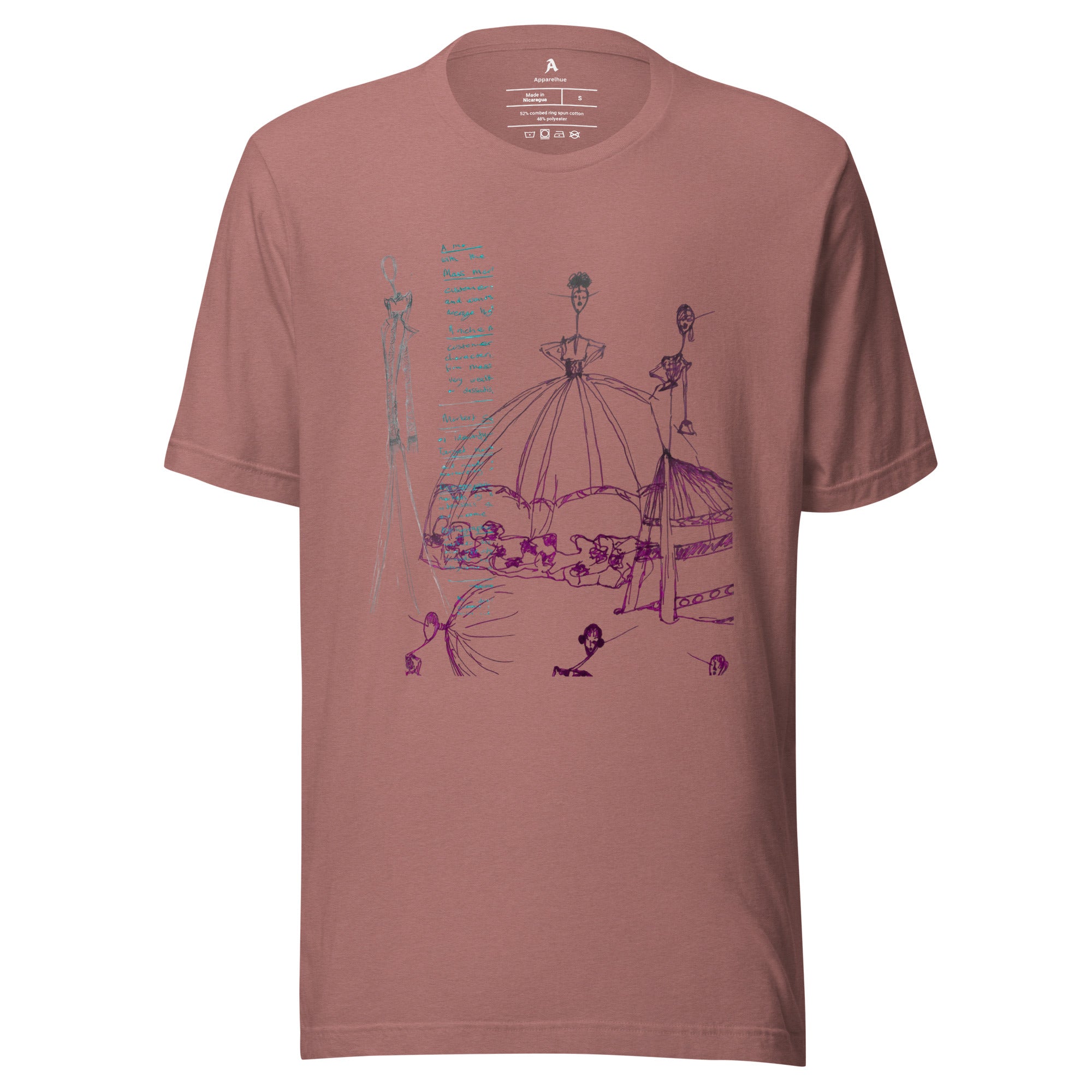 premium mauve t-shirt with unique fashion artwork