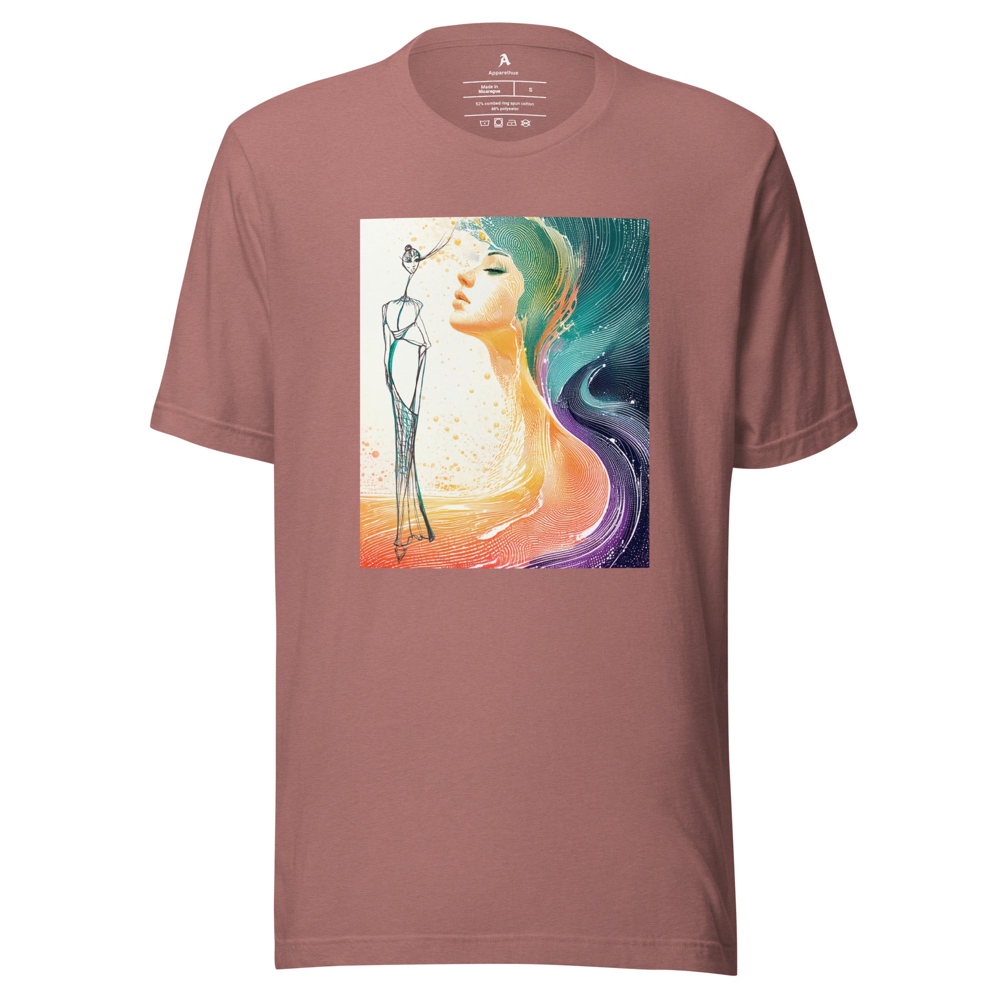 Colourful flowing art print t-shirt
