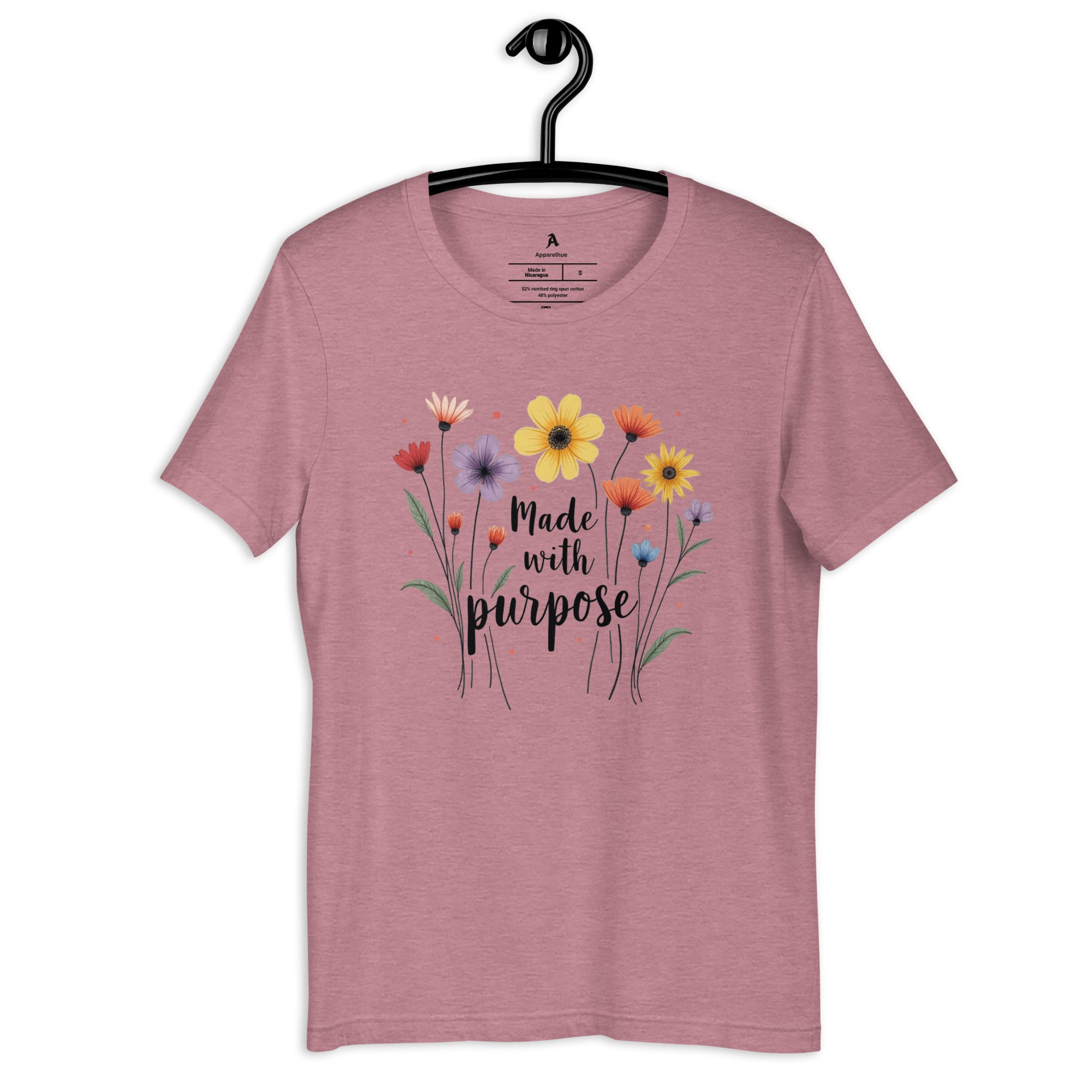 positive message floral t shirt