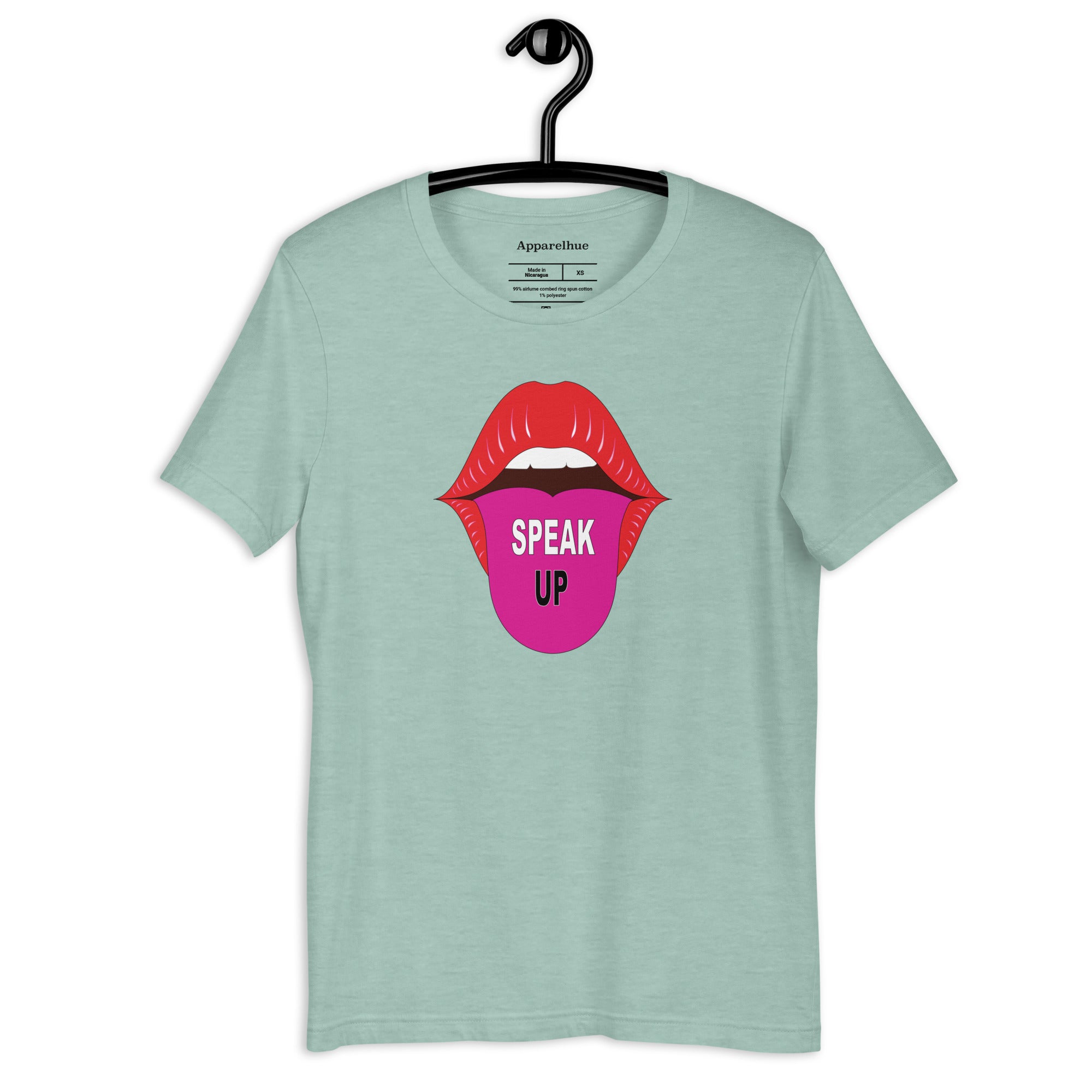Model in a park wearing the Speak Up Tee to promote mental wellness.