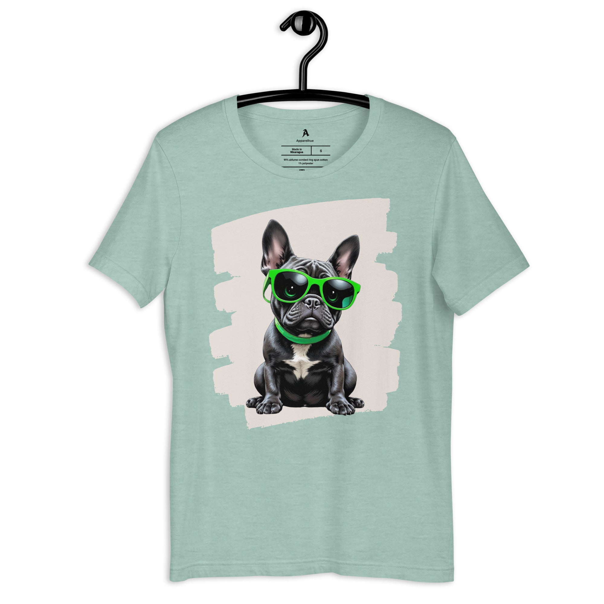 Edgy dog breed art for apparel featuring a French Bulldog in sunglasses.
