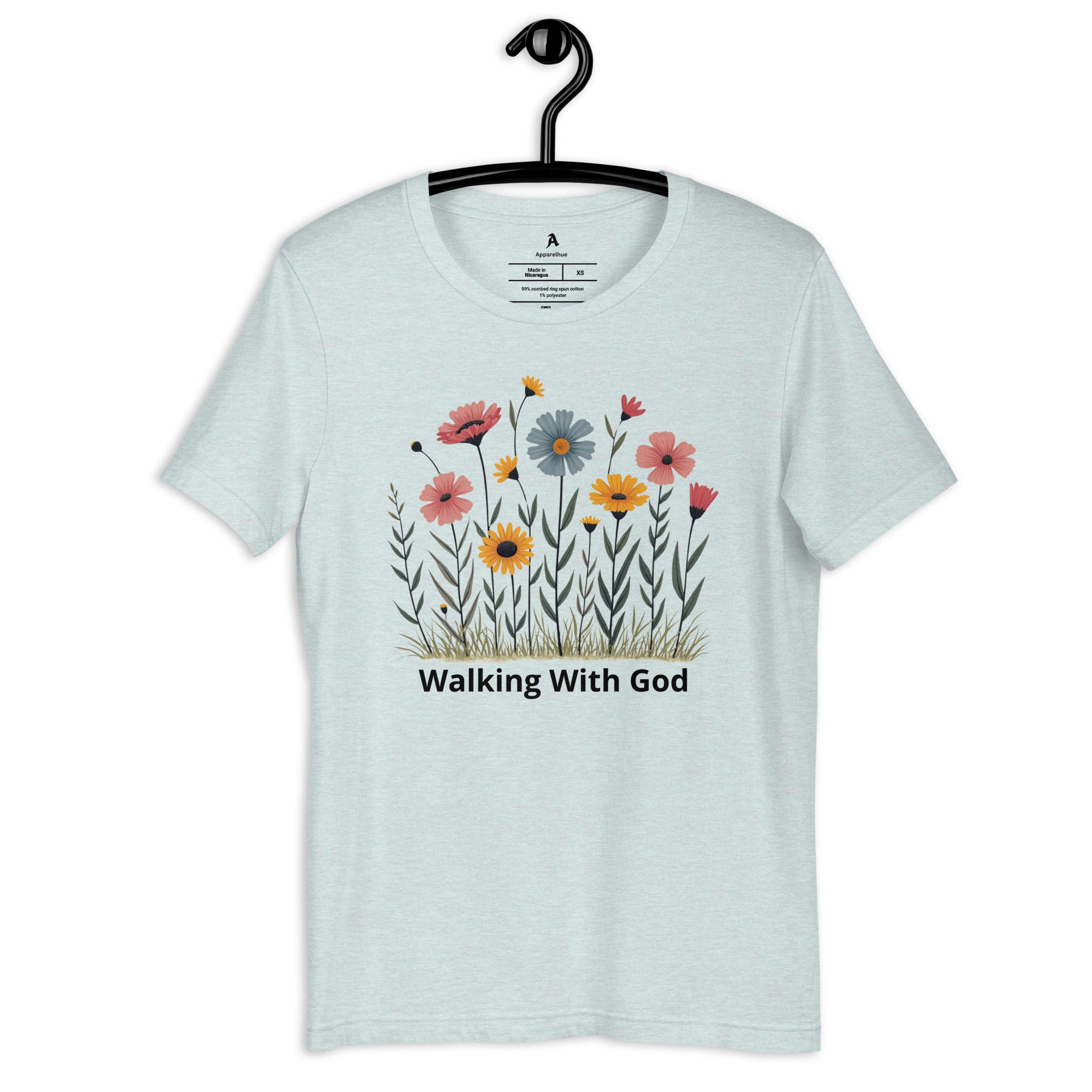 Ice Blue Walking With God graphic tee